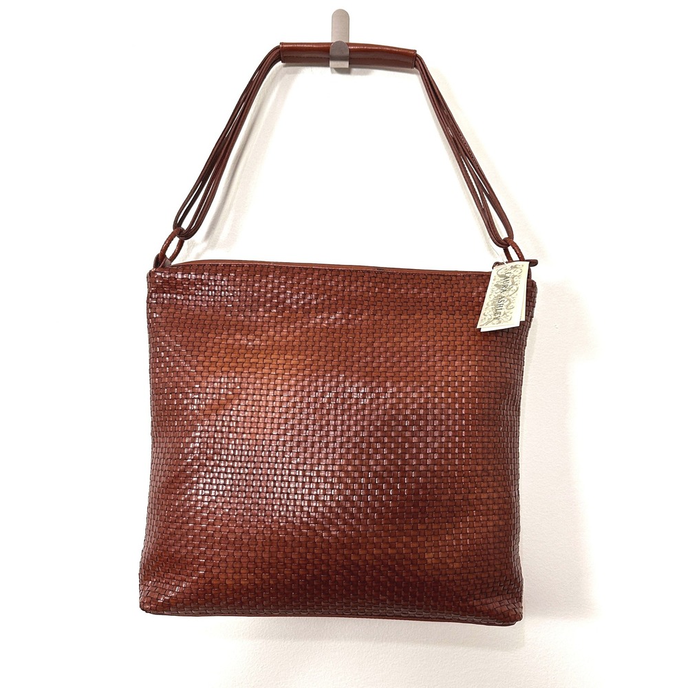 NWT VTG Laura Ashley Hemmingway Woven Leather Shoulder Bag Y2K 90s Boho